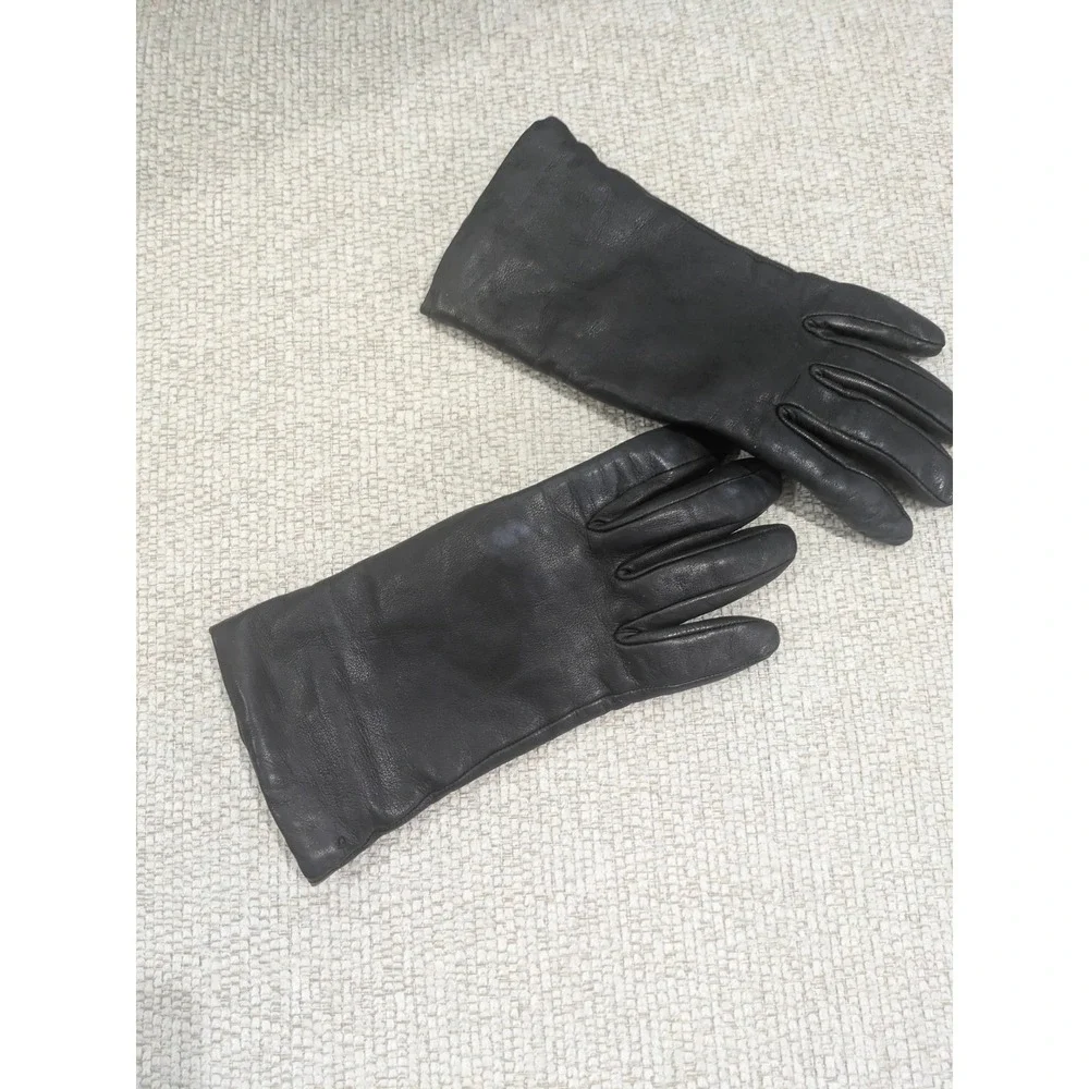 Talbots Womens Dark Brown Italian Leather Cashmere Lined‎ Gloves Size 6.5 Italy